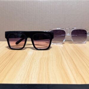 2 pack Sunglasses with Blk/Clear and Blk/Pink Gradient Lenses